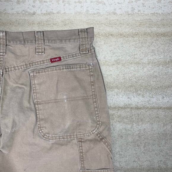 Vintage Wrangler Carpenter Pants Tan Canvas Baggy Fit Dungarees Painters 90s - Picture 3 of 6